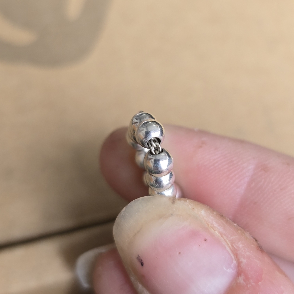 Solid 925 Sterling Silver Bead Ball Chain Bracelet - image 2